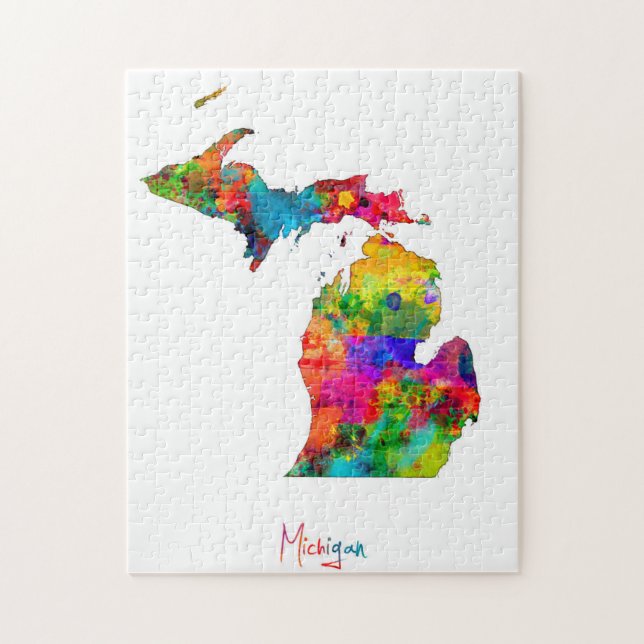 Michigan Map Jigsaw Puzzle (Vertical)