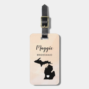 Michigan Map Luggage Tag, Wedding Party Welcome Luggage Tag