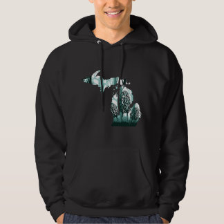 Michigan Map Morel Mushroom Hunting Shrooming More Hoodie