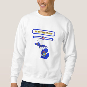 MICHIGAN, MAP OF MICHIGAN, USA. SAMER BRASIL SWEATSHIRT