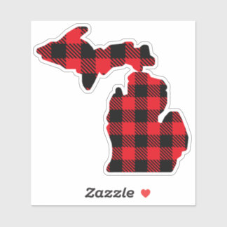 Michigan Map - Red - Black Plaid decal