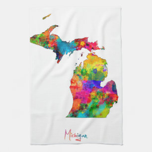 Michigan Map Tea Towel