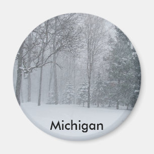 Michigan MI Winter Snow On The Trees Scene Magnet