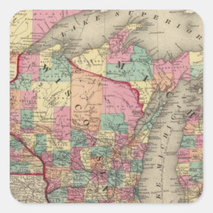 Michigan, Minnesota, and Wisconsin Square Sticker