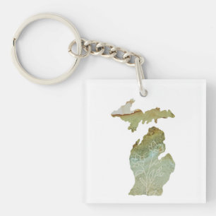 Michigan Mitten Love Minimalist Boho Floral Key Ring