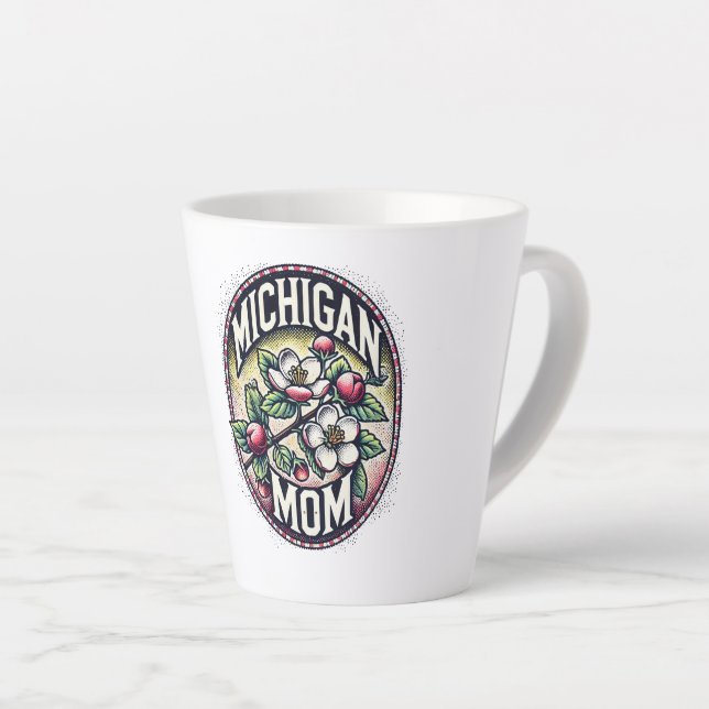 Michigan Mum Cherry Blossom Tree State Flower      Latte Mug (Right Angle)