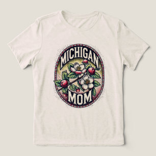 Michigan Mum Cherry Blossom Tree State Flower Tri-Blend Shirt