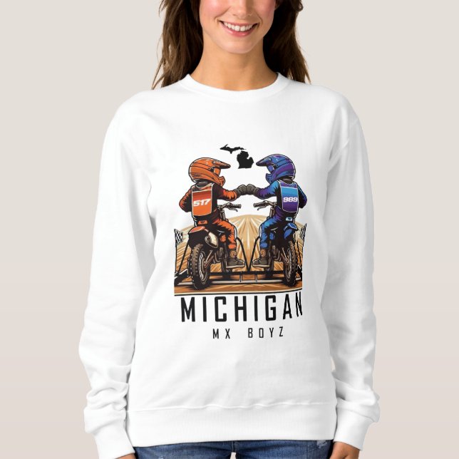 Michigan MX Boyz White Crew Sweatshirt (Front)