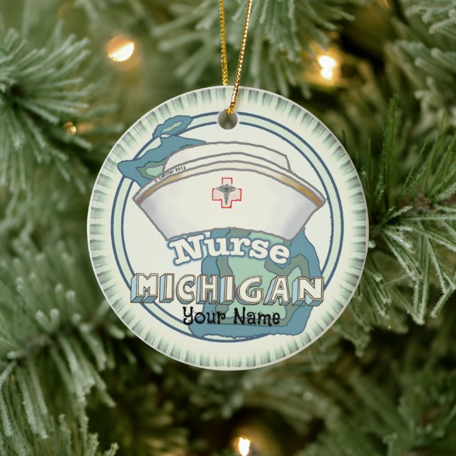 Michigan Nurse Ceramic Tree Decoration (Tree)