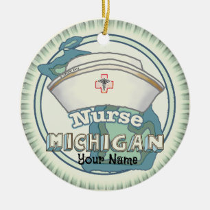 Michigan Nurse Ceramic Tree Decoration