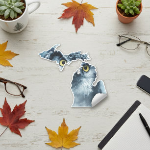 Michigan Owl Silhouette Sticker