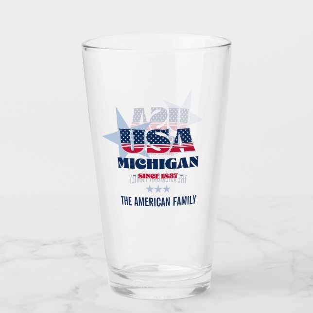 Michigan Patriotic Pride Personalised Glass (Front)
