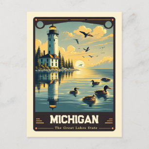 Michigan   Patriotic Spirit Vintage Postcard