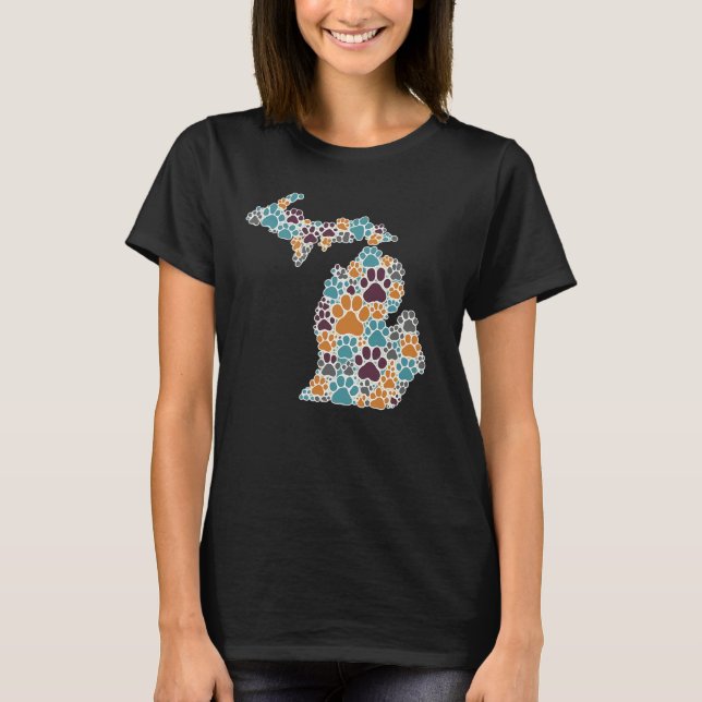Michigan Paw Prints Women's Basic T-shirt (Front)