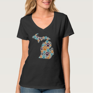 Michigan Paw Prints Women's V-neck T-shirt