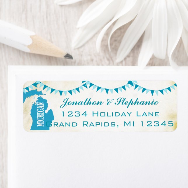 Michigan Pendant Map of Michigan Return Labels (Insitu)