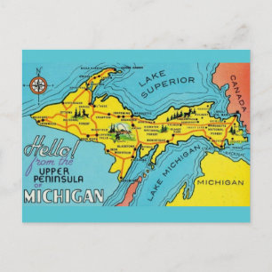 Michigan Penninsula 16x24 Map Postcard