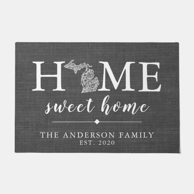 MICHIGAN Personalised State Doormat (Front)
