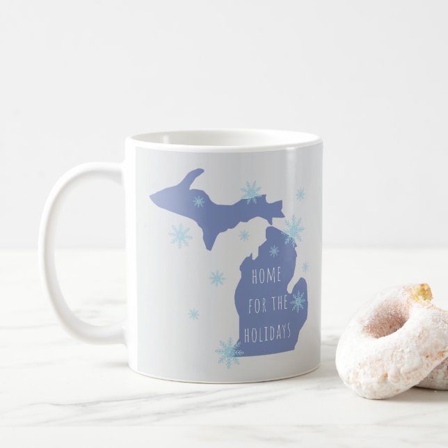 Michigan Personalized Home For the Holidays Mug (With Donut)