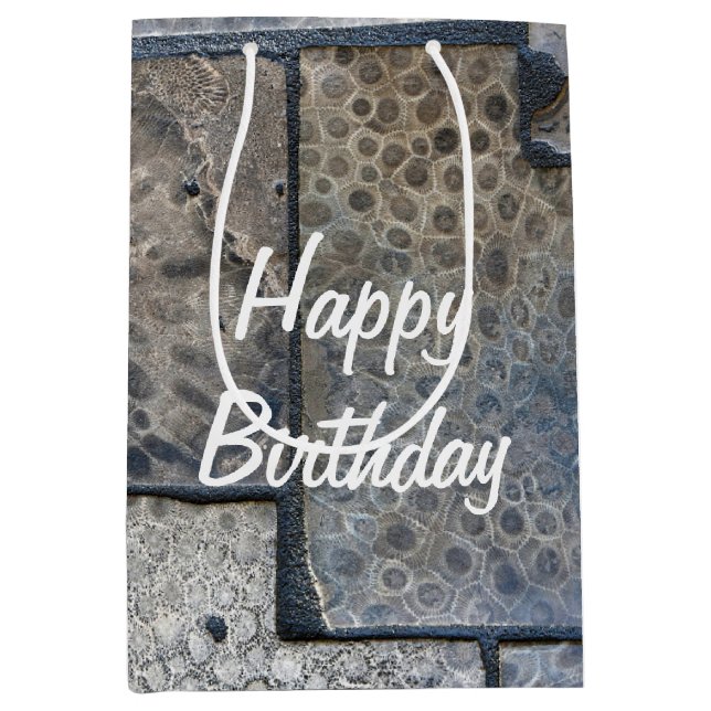 Michigan Petoskey Stone Birthday Medium Gift Bag (Front)