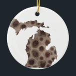 Michigan Petoskey Stone  Ceramic Tree Decoration<br><div class="desc">Show that you’re smitten with the mitten with this Petoskey stone design. Celebrate the Great Lakes!</div>