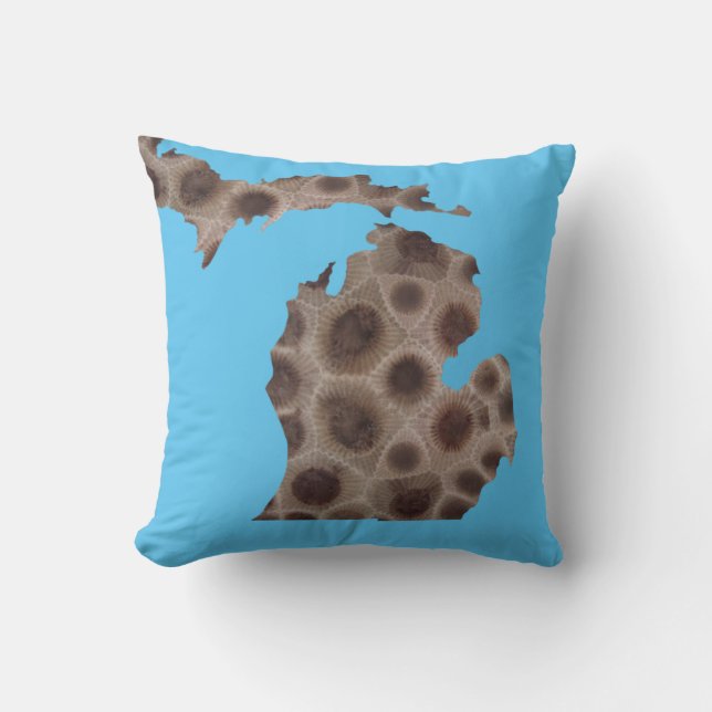 Michigan Petoskey Stone, Great Lakes mitten  Cushion (Front)