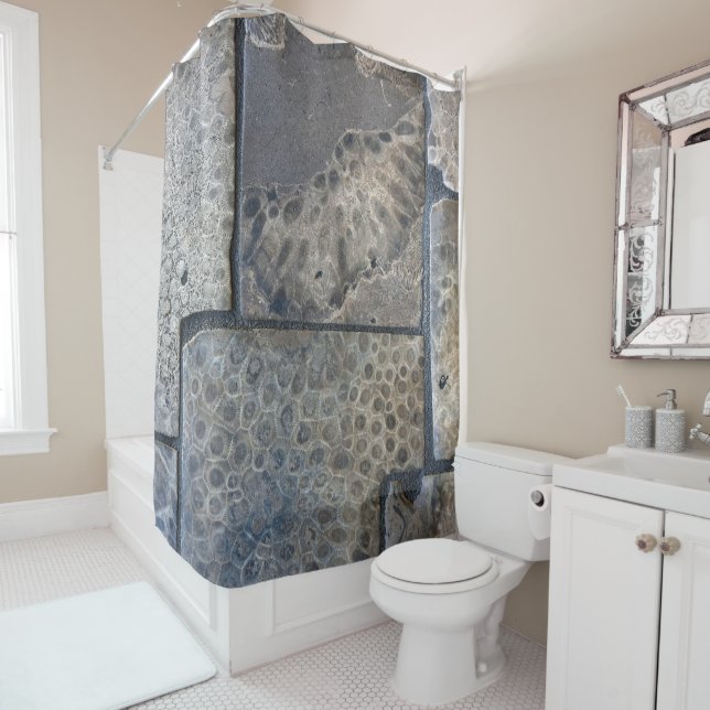 Michigan Petoskey Stone Shower Curtain (In Situ)