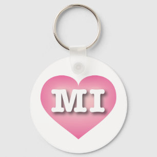 MIchigan Pink Fade Heart - I love MI Key Ring