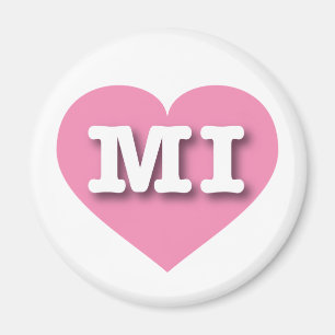 Michigan Pink Heart - I love MI Magnet