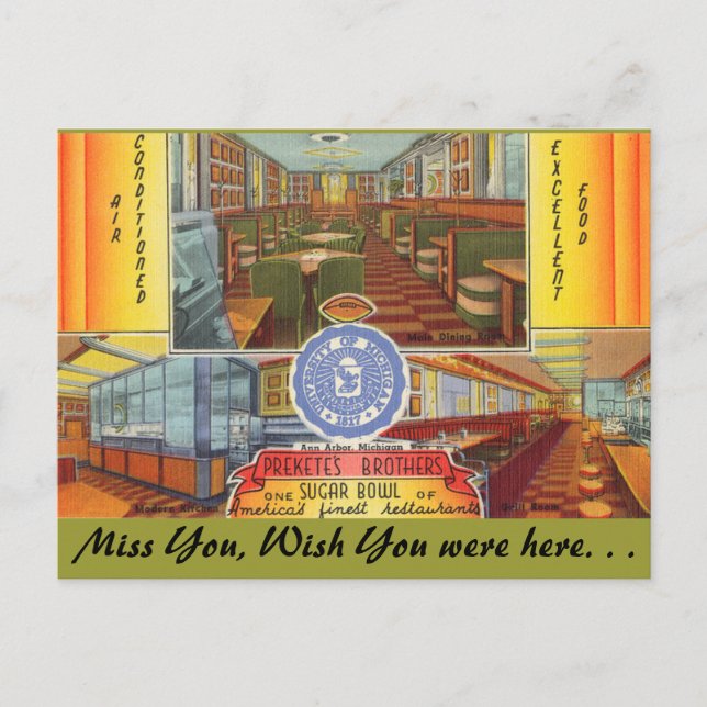 Michigan, Prekete's Bros. Sugar Bowl Postcard (Front)
