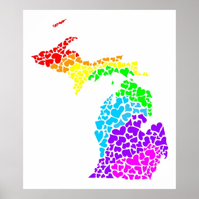 michigan pride : rainbow hearts poster (Front)