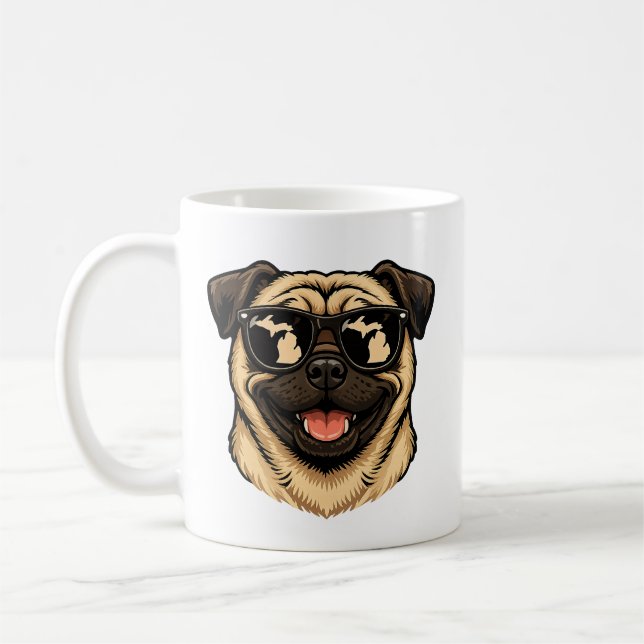 Michigan Pug Wearing Sunglasses Coffee Mug (Left)