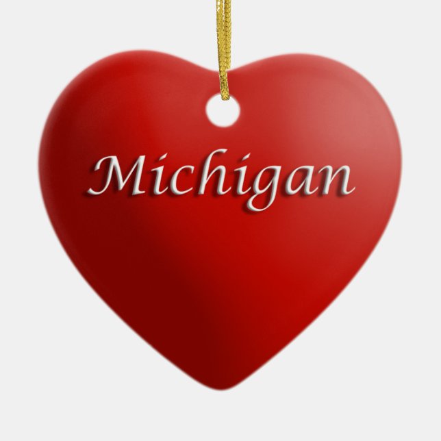 Michigan Red Heart Keepsake Ornament (Front)
