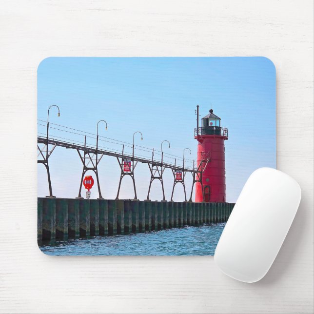Michigan Red South Haven Lighthouse Mouse Pad (With Mouse)