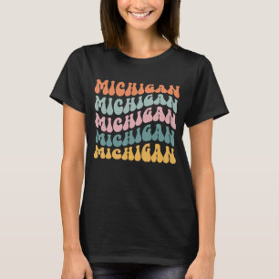 Michigan Retro Groovy America US State Vintage 70s T-Shirt