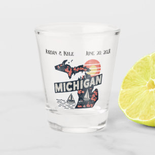 Michigan Retro Silhouette Customisable Shot Glass