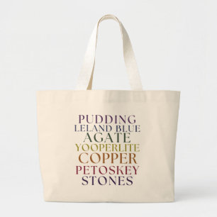 Michigan Rockhound Petoskey Stone Large Tote Bag