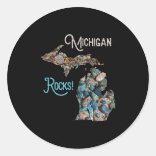 Michigan Rocks Petoskey Stone Hunting Tee Great La Classic Round Sticker