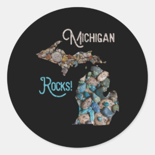 Michigan Rocks Petoskey Stone Hunting Tee Great La Classic Round Sticker