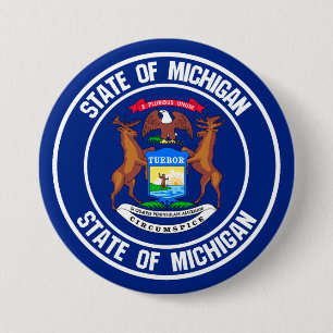 Michigan Round Emblem 7.5 Cm Round Badge