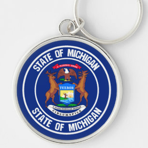 Michigan Round Emblem Key Ring