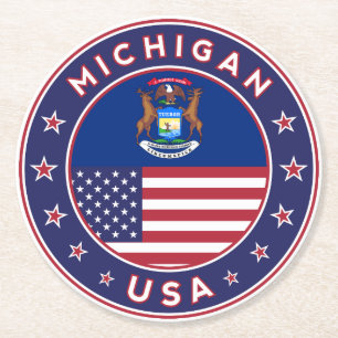 Michigan Round Paper Coaster