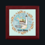 Michigan Shells Lighthouse custom name Gift Box<br><div class="desc">Michigan Shells Lighthouse custom name gift box by ArtMuvz Illustration. Matching Lighthouse t-shirts, Lighthouse gifts. Lighthouse t-shirt, christmas and birthday gifts, lighthouse collector apparel. Lighthouse gifts are a great way to show someone you care, especially if they love the ocean, the coast, or lighthouses themselves. Lighthouses are iconic symbols of...</div>
