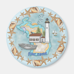 Michigan Shells Lighthouse magnet