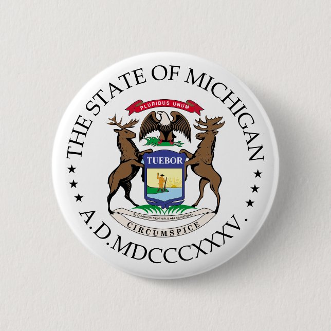 Michigan sign 6 cm round badge (Front)