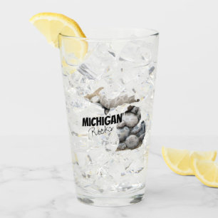 Michigan Silhouette Filled With Petoskey Stones Glass