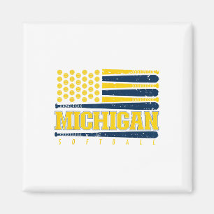 Michigan Softll Vintage Mens Kids Team Retro Softl Magnet