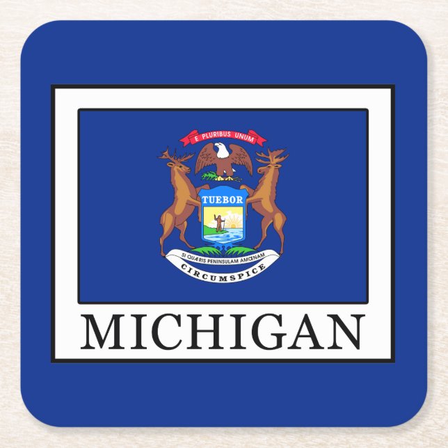 Michigan Square Paper Coaster (Front)