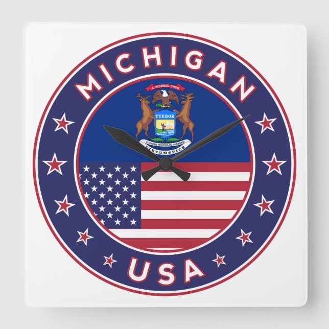 Michigan Square Wall Clock (Front)