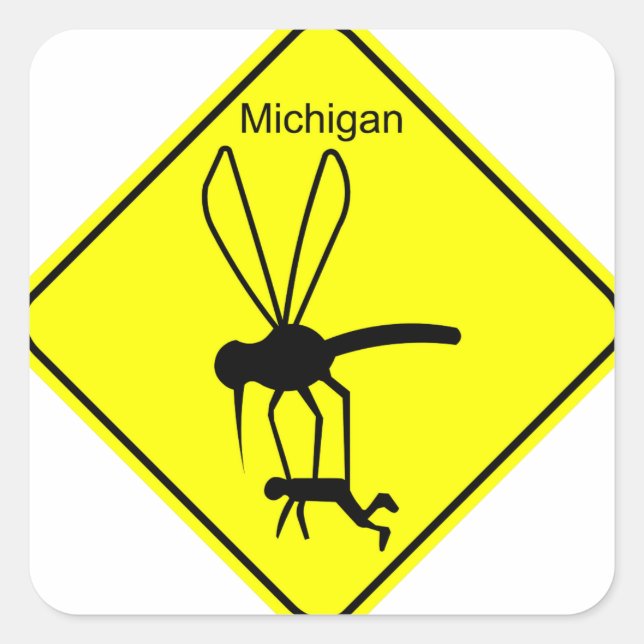 Michigan State Bird the Mosquito Square Sticker (Front)